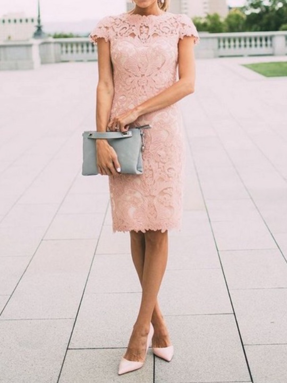 Tadashi Soji Lace Pink Dress
